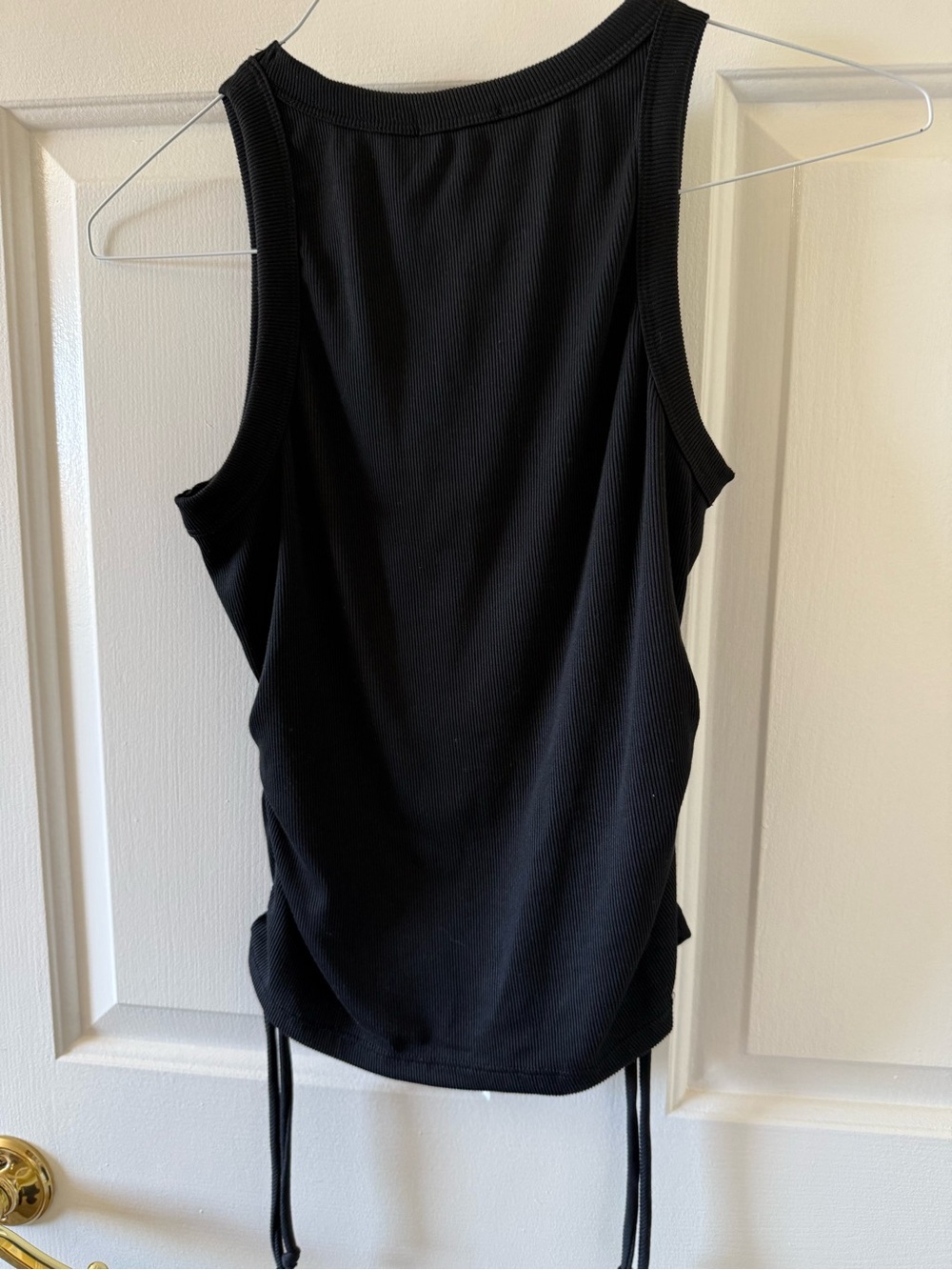 Black Ribbed Drawstring Tank Top - Picture 6 of 6